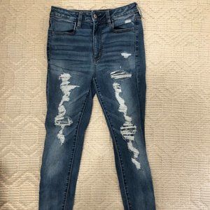 American Eagle Super High Rise Distressed Jegging